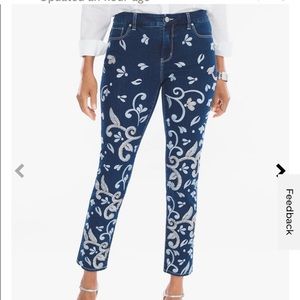 🌹Chico’s Victorian Embellished So Slimming Girlfriend Ankle Jeans